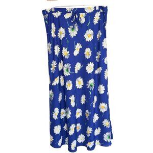 Jones New York Skirt Womens L Blue Daisy Floral Midi Rayon